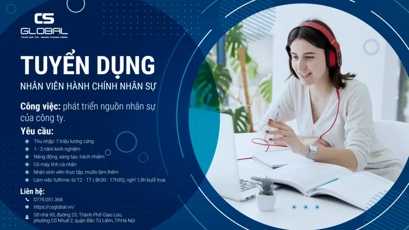 CS GLOBAL tuyển dụng nhân viên hành chính nhân sự