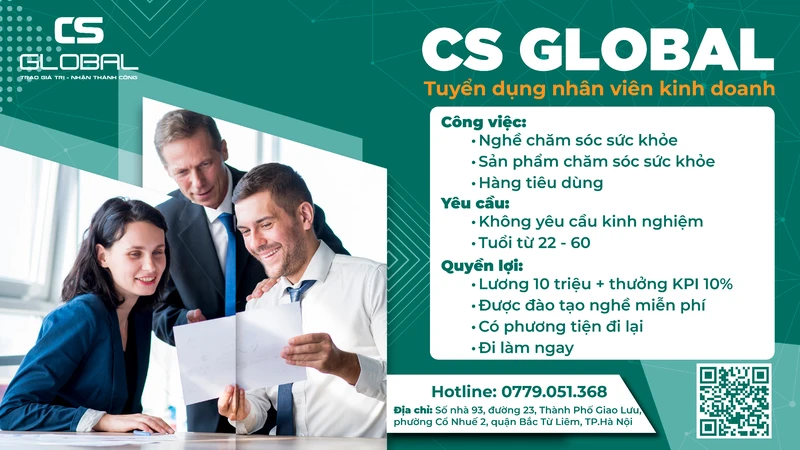 CS GLOBAL tuyển dụng nhân viên kinh doanh